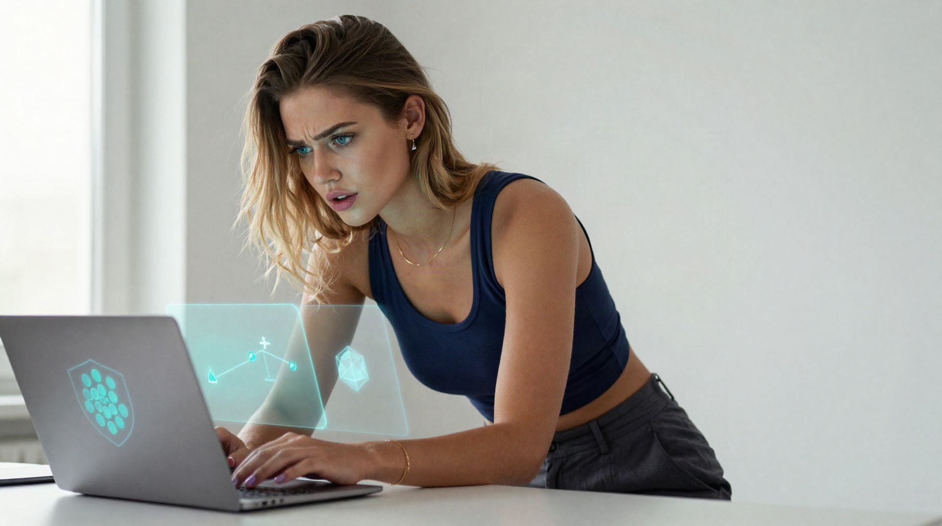 Woman carefully reviewing a Solana wallet delegation interface on her laptop, contemplating the difference between delegating SOL and transferring ownership